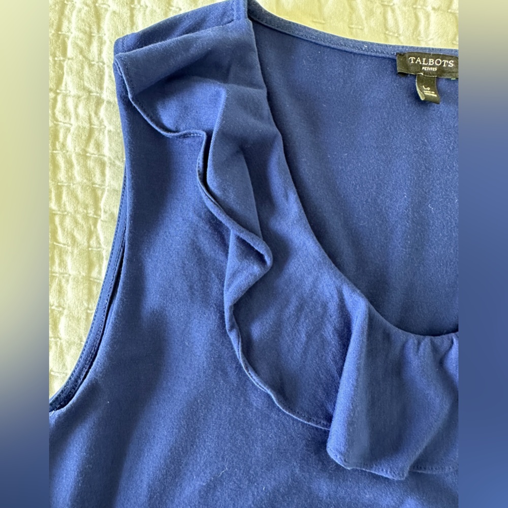 Nice royal blue Talbots LP ruffled sleeveless top